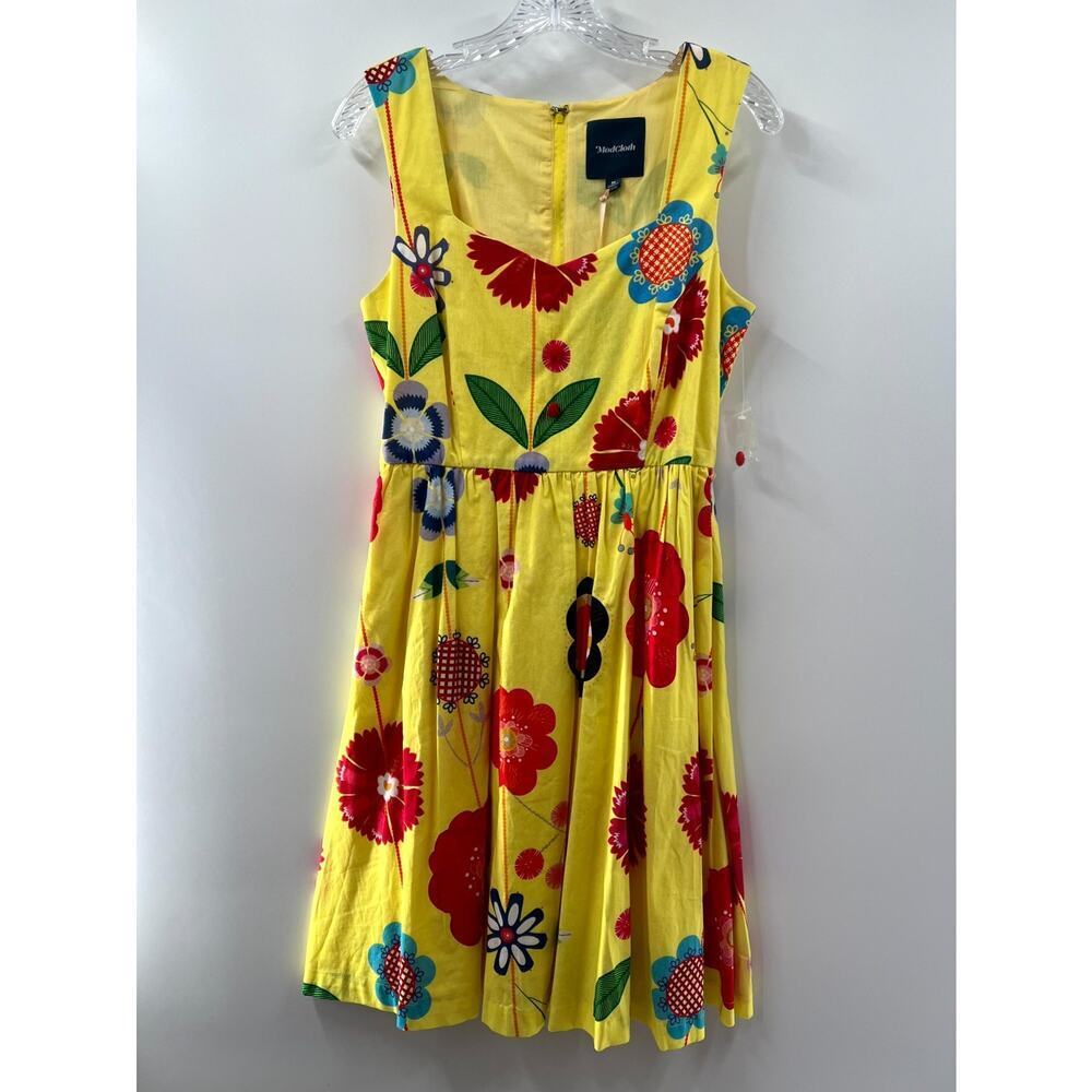 ModCloth Women’s Yellow Floral Retro Summer Garden Party Dress Size Medium NWT